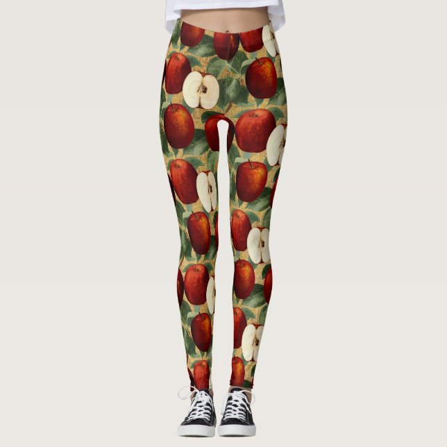 Legging Alfabeto Dourado Botânico Vintage Red Apple (Frente)
