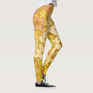Legging Alfonse Mucha Art Nouveau Lily Flores