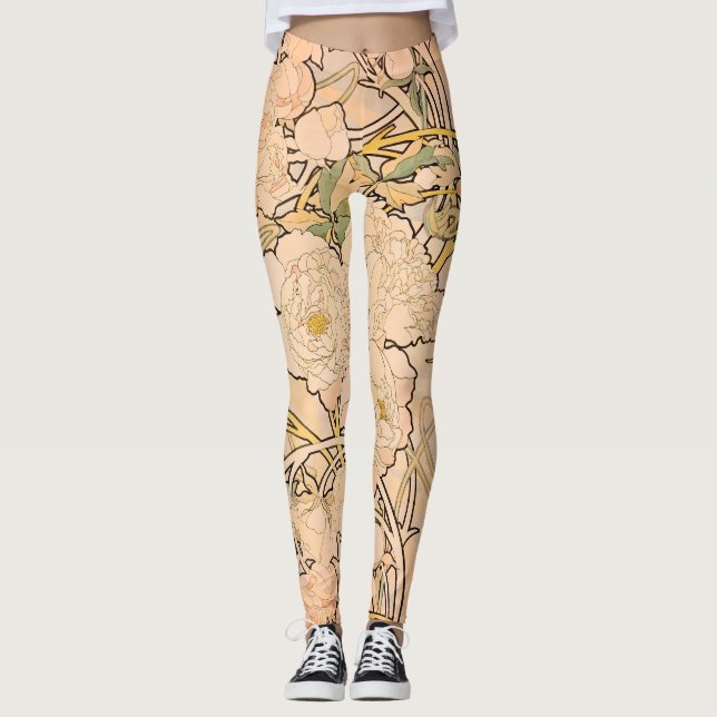 Legging Alfonse Mucha Art Nouveau Peonies (Frente)