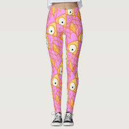 Legging Algo de peixe! Um peixe rosa e artístico fofo