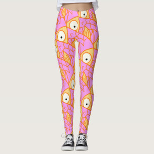 Legging Algo de peixe! Um peixe rosa e artístico fofo