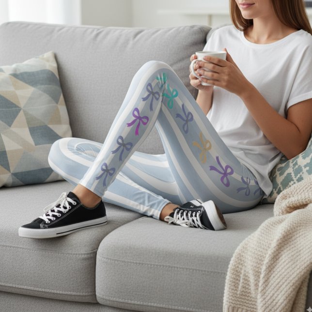 Legging Algodão de Arcos azuis e fitas de Pastel (Criador carregado)