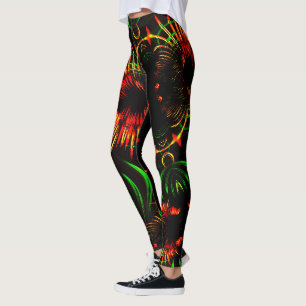 Legging Algumas folhas de erva e entaladas "pétalas de fl