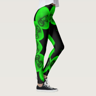 Legging Alienígena Abstrato Circular Verde Brilhante