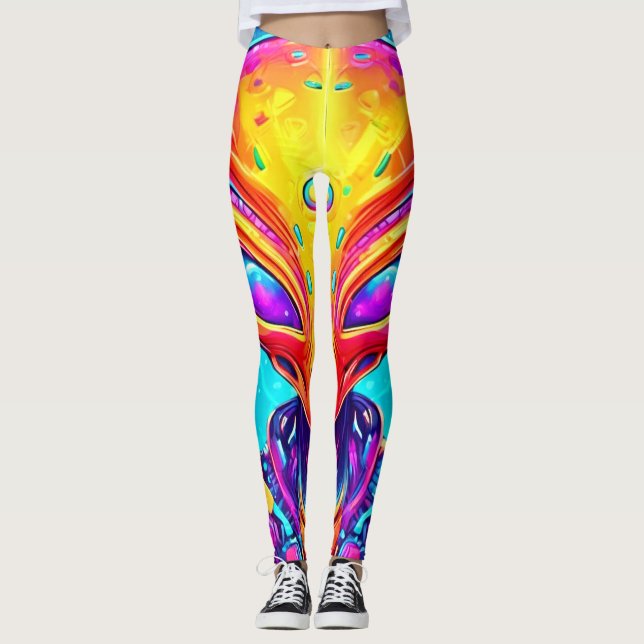 Legging Alienígena Galáctica Cyborg com Neon Glow (Frente)