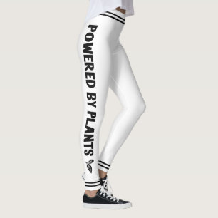 Legging Alimentado por plantas Vegan, listra branca, míni