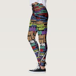Legging Alô Colorido na Nuvem do Word em Muitos Idiomas