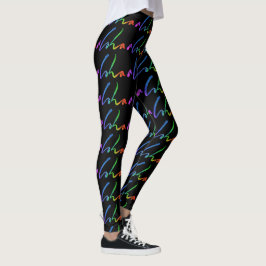 Legging Aloha - mão tropical que rotula o preto elegante
