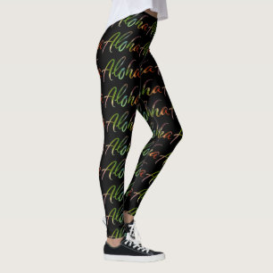 Legging Aloha - rotulação tropical da mão - natureza
