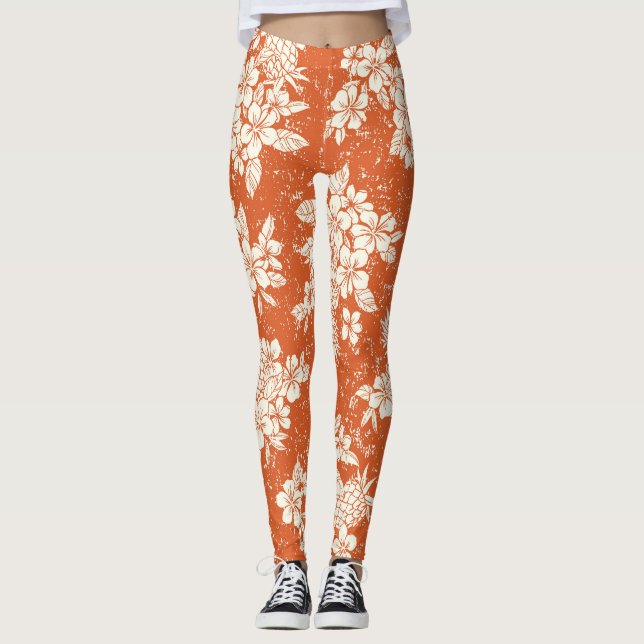 Legging Aloha Spirit: Hibiscus-Pineapple Harmony. (Frente)