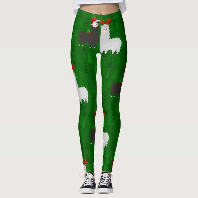 Legging alpacas de renas do xmas (Frente)