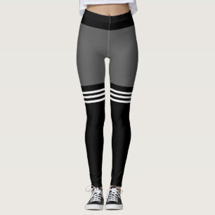 Legging Altas faixas de meia em preto