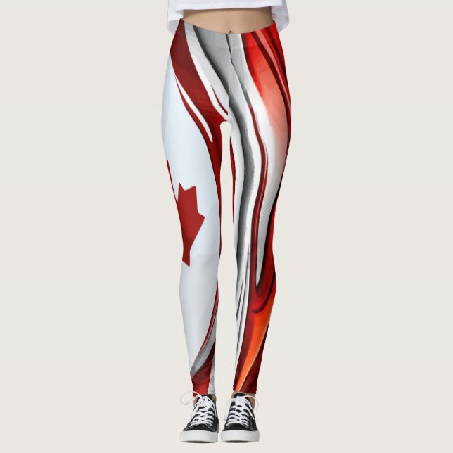 Legging Alterle Maple Leaf: Uma Torção Canadiana Criativa (Frente)