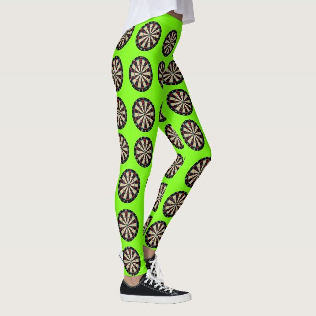 Legging Alvos de Dardo Verde Lima com Padrão de Centro, (Direita)
