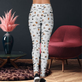 Legging Amante de Animais de Estimação Cinza Claro Gatinho