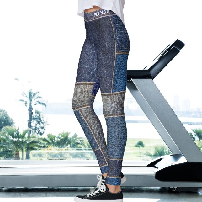 Legging Amante de Animais Mãe de Gato Calças Jeans Azuis d (Criador carregado)