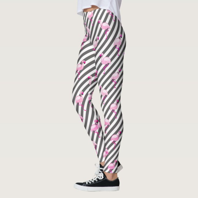 Legging Amante de Flamingo Listras Diagonais Rosa (Esquerda)