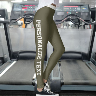 Legging Amante de Gato Personalizado Verde Oliva Escuro Qu