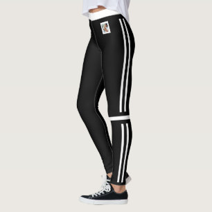 Legging Amante de Gato Preto e Branco com Listras Personal