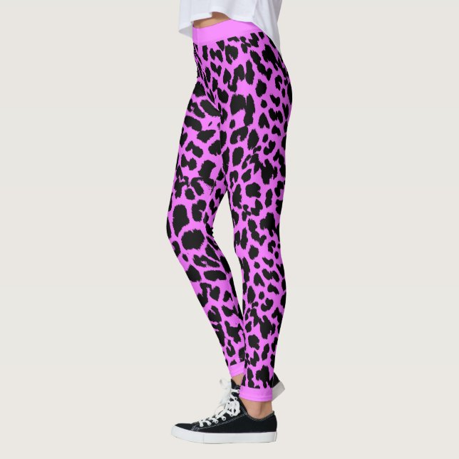 Legging Amantes de os animais Leopardo Imprime Preto a Ros (Esquerda)
