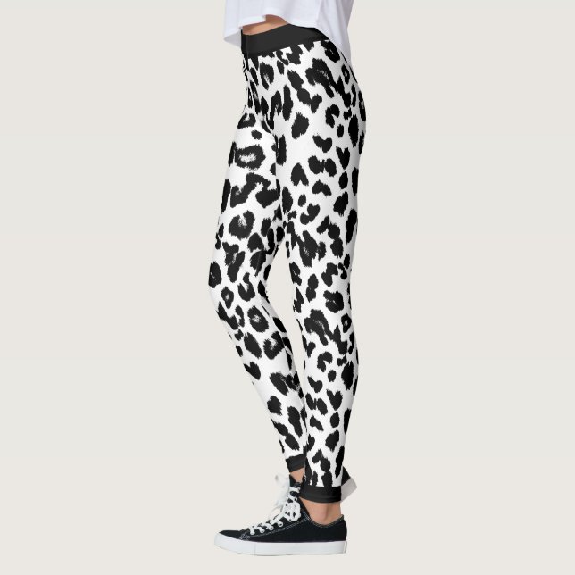Legging Amantes de os animais Leopardo Imprimir Preto e Br (Esquerda)