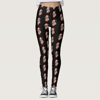 Legging Amantes do cão das luzes de Natal do chapéu do