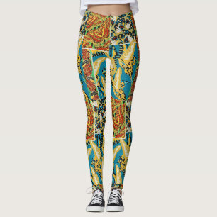Legging Amarela Vibrante e Arte Deco Borboleta em Azul Tur