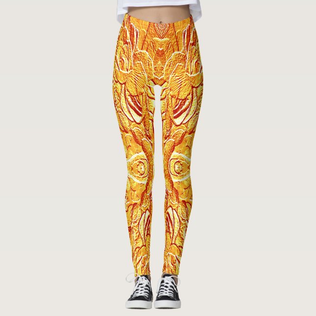 Legging Amarelo-branco texturizado "Ratti_Creative_Arts" (Frente)