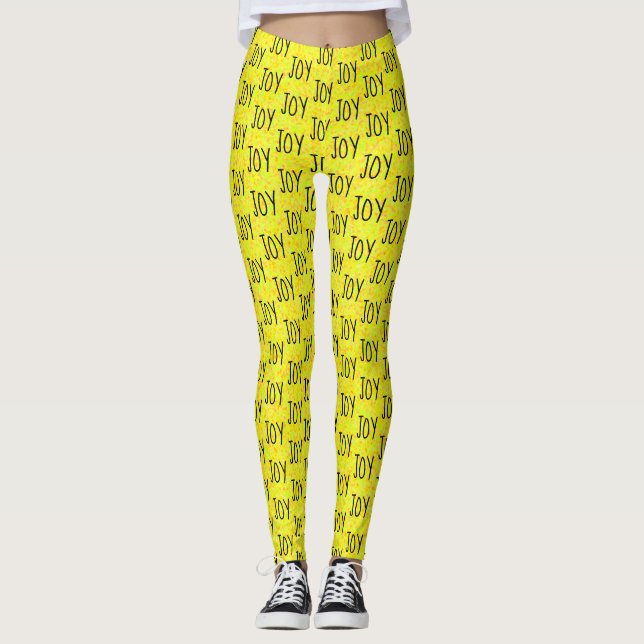 Legging Amarelo brilhante do design do teste padrão da (Frente)