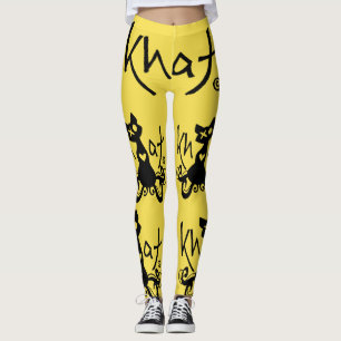 Legging AMARELO das caneleiras do logotipo de Khat