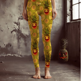Legging Amarelo Divertido do Dia das Bruxas de Abacaxi ass