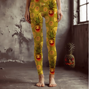 Legging Amarelo Divertido do Dia das Bruxas de Abacaxi ass