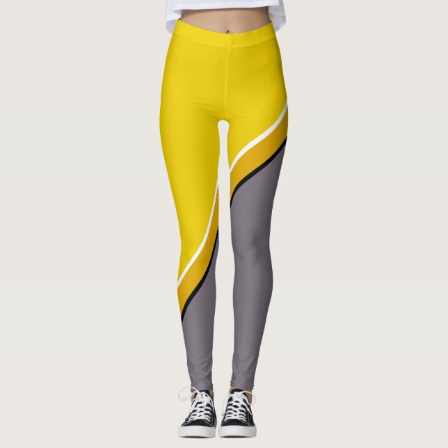 Legging Amarelo e Cinza Diagonal (Frente)