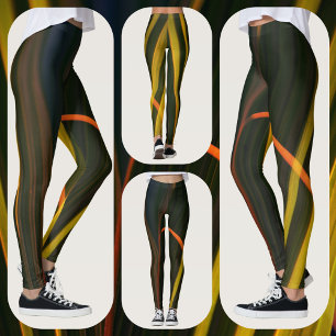 Legging Amarelo e Preto Abstrato Natural