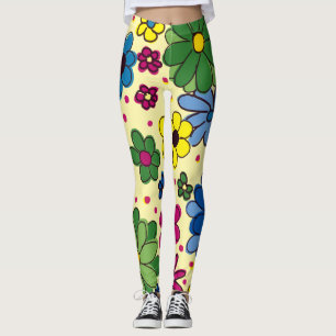 Legging Amarelo Floral Colorido Bonito