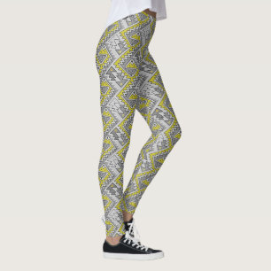 Legging Amarelo geométrico peruano tribal das cinzas do
