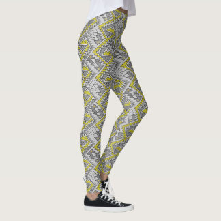 Legging Amarelo geométrico peruano tribal das cinzas do