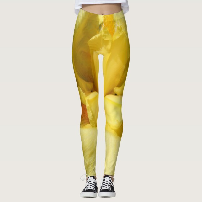 Legging Amarelo Íris Flor Fechar (Frente)