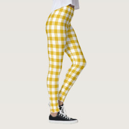 Legging Amarelo Mostarda Xadrez Gingham Cor Retro