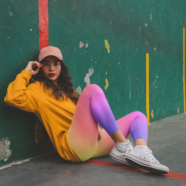 Legging Amarelo Pastel Periwinkle Arco-íris Ombre (Criador carregado)