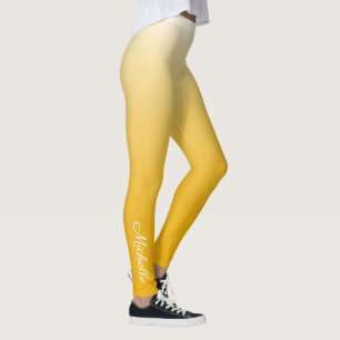 Legging Amarelo personalizado do ombre do inclinação