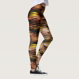Legging Amarelo sob forma abstrato zigzag marrom