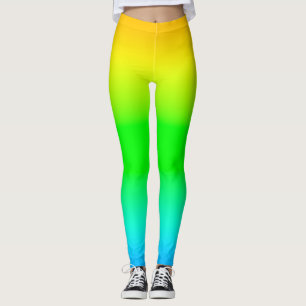 Legging Amarelo Verde Azul Gradiente Vibrante Ombre Atléti