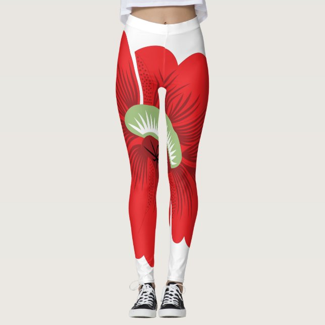 Legging Amarelo-Verde, Cornelll Red Anthurium Design (Frente)