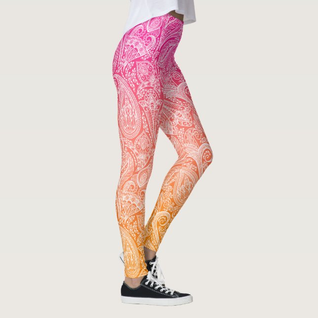 Legging Ambre rosa a laranja com paisley branco (Direita)