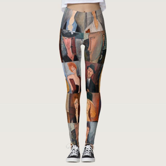 Legging Amedeo Modigliani - Colagem de Obras-Domésticas (Frente)