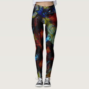 Legging amêndoas de abstrato sob vidro escuro deformado co
