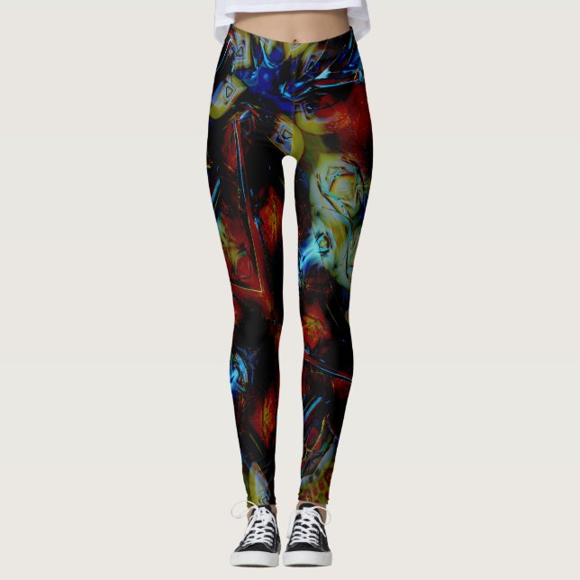Legging amêndoas de abstrato sob vidro escuro deformado co (Frente)