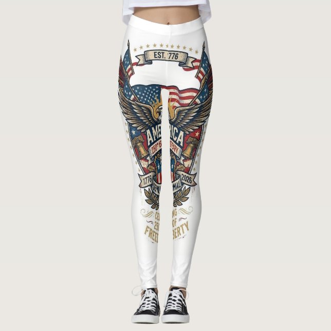 Legging America 250th Anniversary Patriotic 1776 Freedom  (Frente)