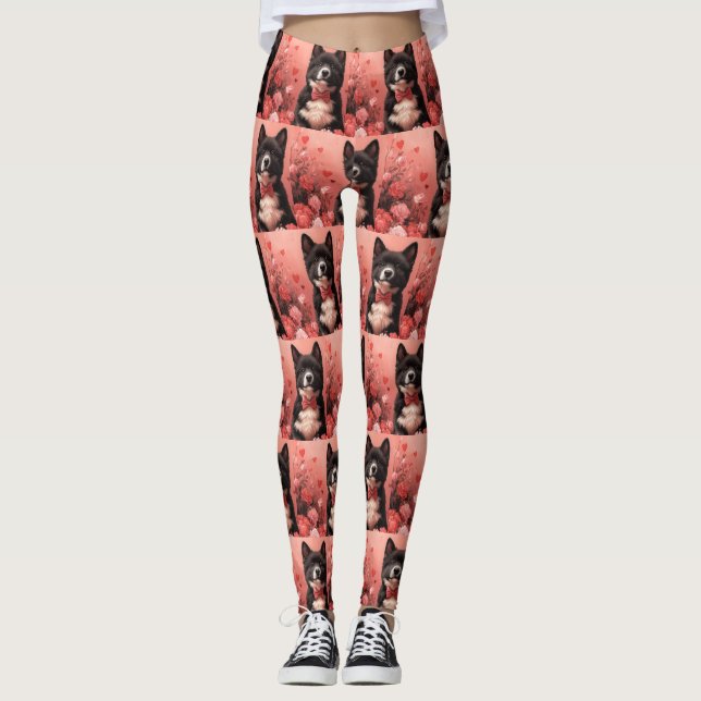 Legging American Akita com Rosas - Dia de os namorados (Frente)